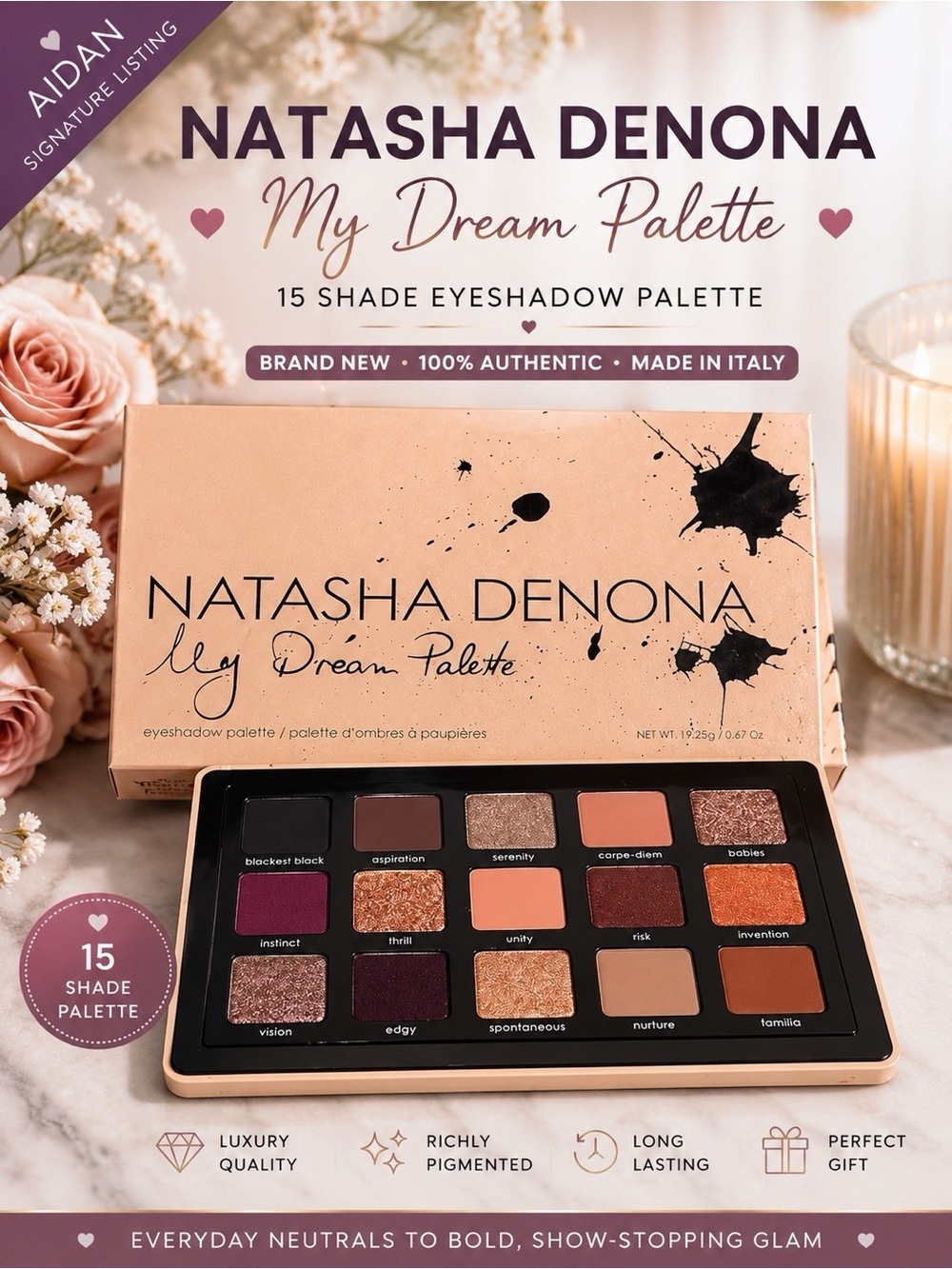 Natasha Denona My Dream Eyeshadow Palette 15 Shade Luxury Palette New